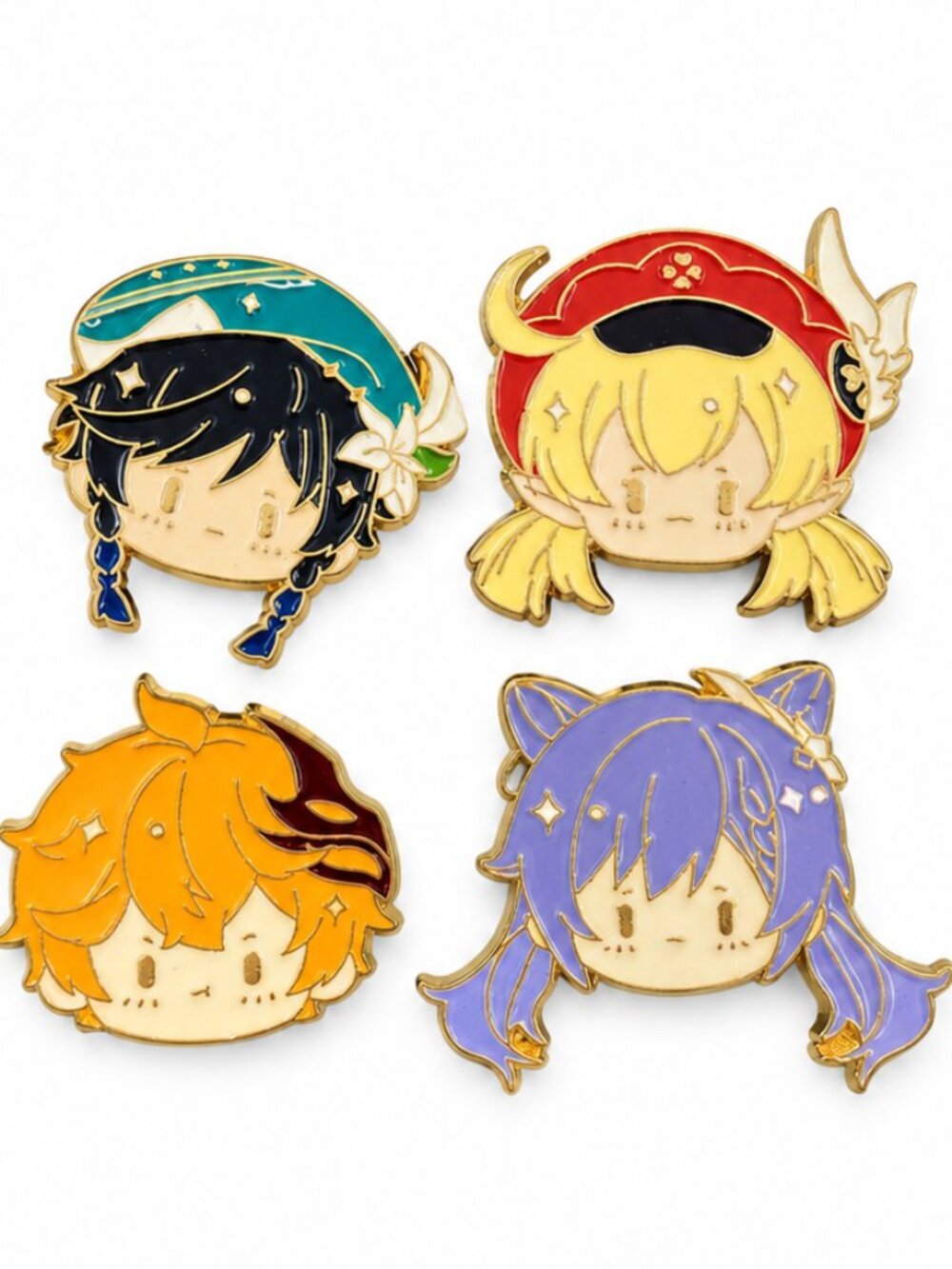Genshin Impact Inspired Chibi Enamel Pins Set of 4